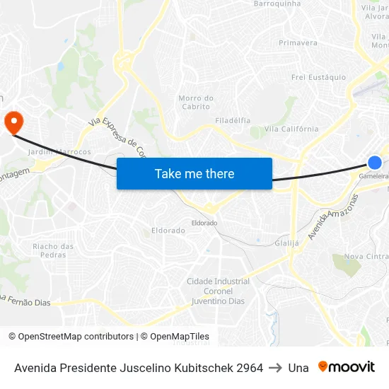 Avenida Presidente Juscelino Kubitschek 2964 to Una map