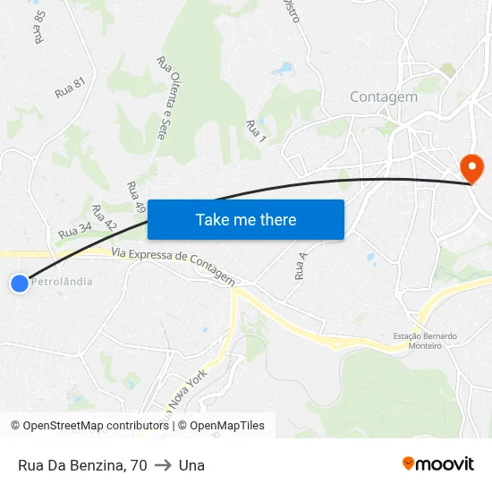 Rua Da Benzina, 70 to Una map