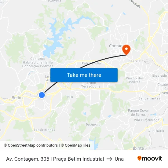 Av. Contagem, 305 | Praça Betim Industrial to Una map