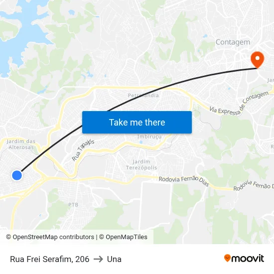 Rua Frei Serafim, 206 to Una map