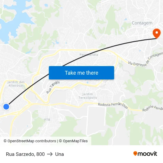 Rua Sarzedo, 800 to Una map