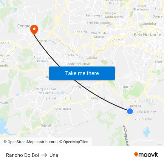 Rancho Do Boi to Una map
