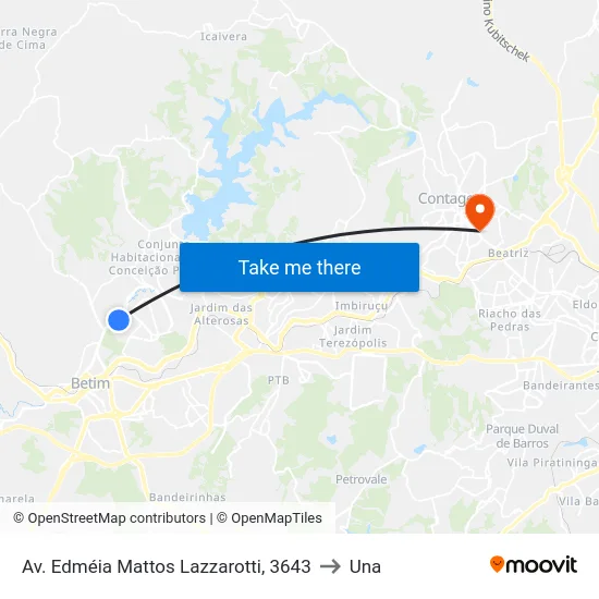 Av. Edméia Mattos Lazzarotti, 3643 to Una map