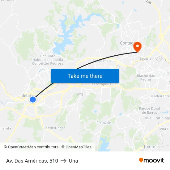 Av. Das Américas, 510 to Una map