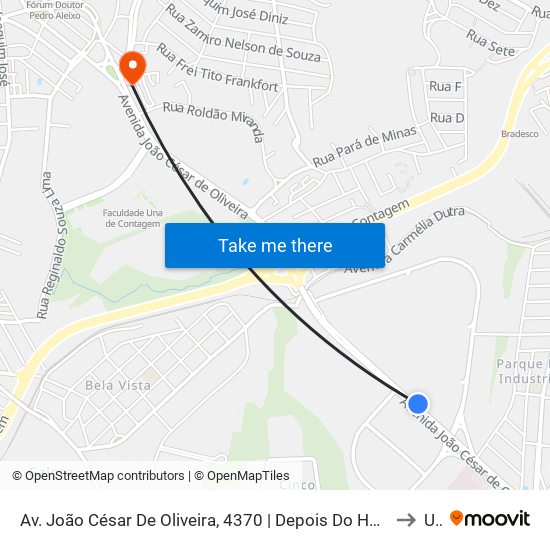 Av. João César De Oliveira, 4370 | Depois Do Hospital Municipal De Contagem to Una map