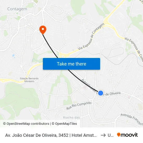 Av. João César De Oliveira, 3452 | Hotel Amsterdam to Una map