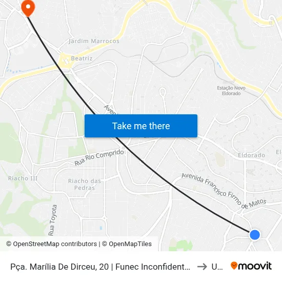 Pça. Marília De Dirceu, 20 | Funec Inconfidentes to Una map