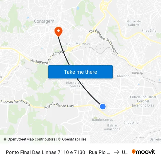 Ponto Final Das Linhas 7110 e 7130 | Rua Rio Sena, 150 to Una map