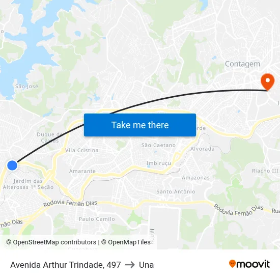 Avenida Arthur Trindade, 497 to Una map