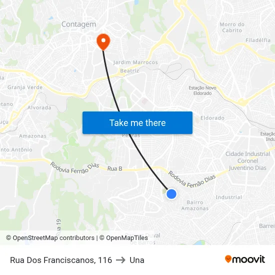 Rua Dos Franciscanos, 116 to Una map