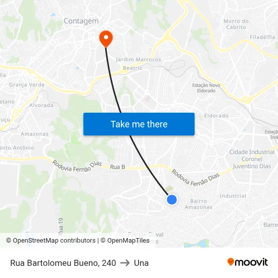 Rua Bartolomeu Bueno, 240 to Una map