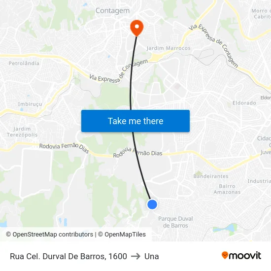 Rua Cel. Durval De Barros, 1600 to Una map