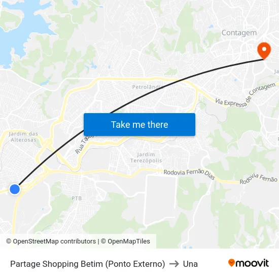 Partage Shopping Betim (Ponto Externo) to Una map