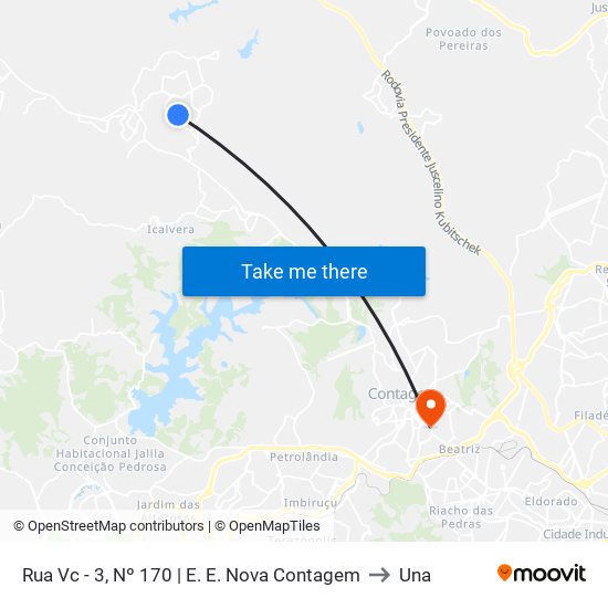 Rua Vc - 3, Nº 170 | E. E. Nova Contagem to Una map