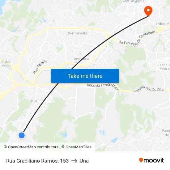 Rua Graciliano Ramos, 153 to Una map