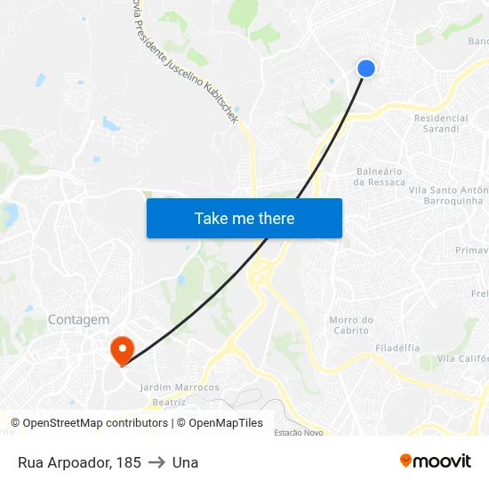Rua Arpoador, 185 to Una map