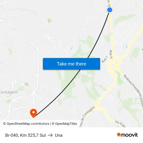 Br-040, Km 525,7 Sul to Una map