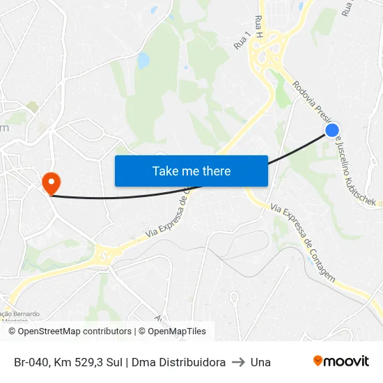 Br-040, Km 529,3 Sul | Dma Distribuidora to Una map