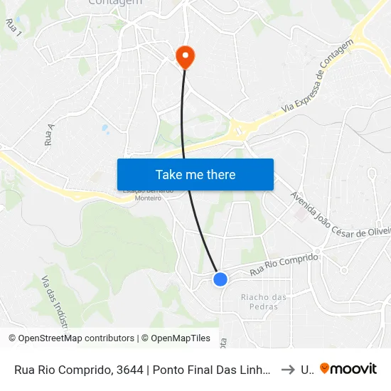 Rua Rio Comprido, 3644 | Ponto Final Das Linhas 7900 E 7905 No Santa Cruz to Una map