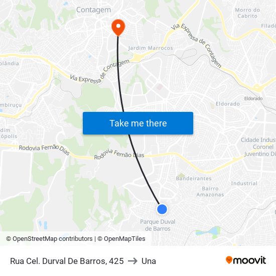 Rua Cel. Durval De Barros, 425 to Una map