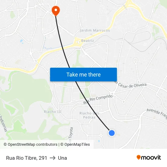 Rua Rio Tibre, 291 to Una map
