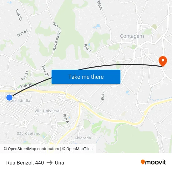 Rua Benzol, 440 to Una map