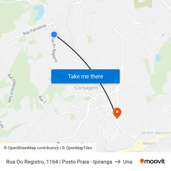 Rua Do Registro, 1164 | Posto Praia - Ipiranga to Una map