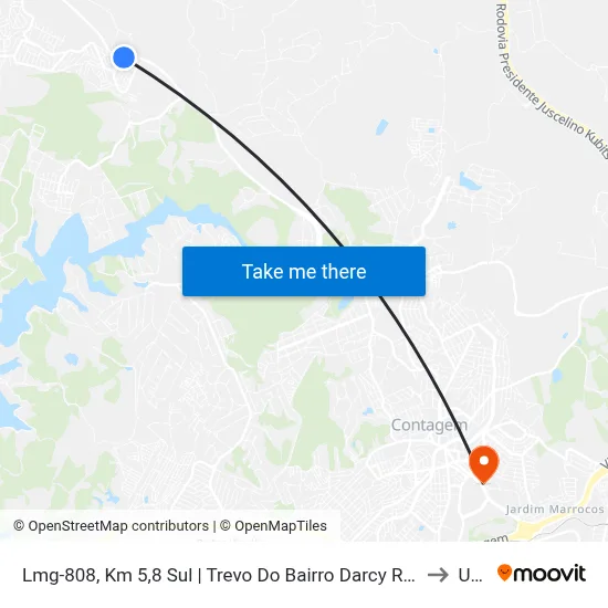 Lmg-808, Km 5,8 Sul | Trevo Do Bairro Darcy Ribeiro to Una map