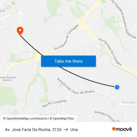 Av. José Faria Da Rocha, 3126 to Una map