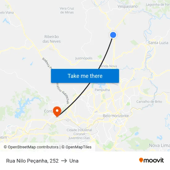 Rua Nilo Peçanha, 252 to Una map