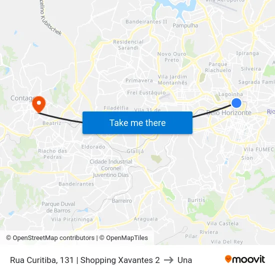 Rua Curitiba, 131 | Shopping Xavantes 2 to Una map