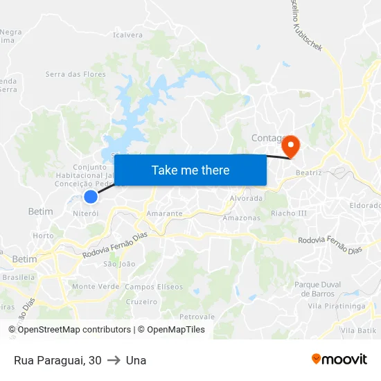 Rua Paraguai, 30 to Una map