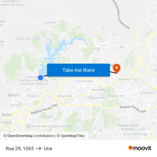 Rua 29, 1065 to Una map