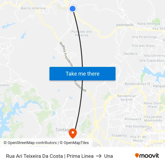 Rua Ari Teixeira Da Costa | Prima Linea to Una map