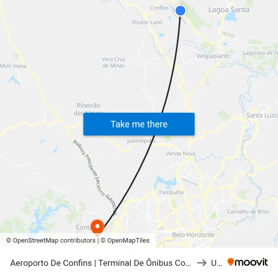 Aeroporto De Confins | Terminal De Ônibus Convencionais to Una map