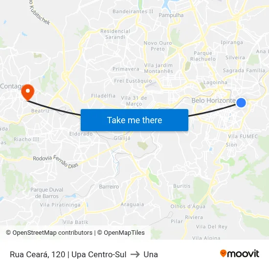 Rua Ceará, 120 | Upa Centro-Sul to Una map