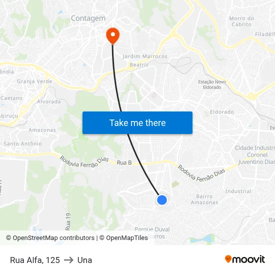 Rua Alfa, 125 to Una map