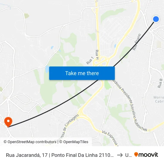 Rua Jacarandá, 17 | Ponto Final Da Linha 2110 No Jardim Laguna to Una map