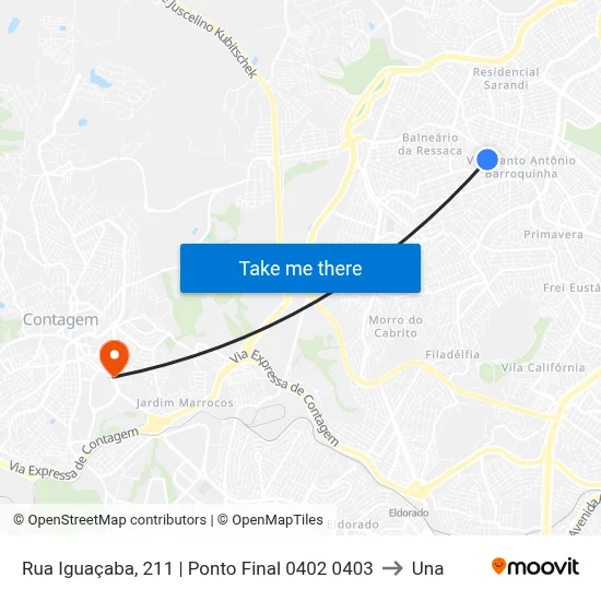 Rua Iguaçaba, 211 | Ponto Final 0402 0403 to Una map