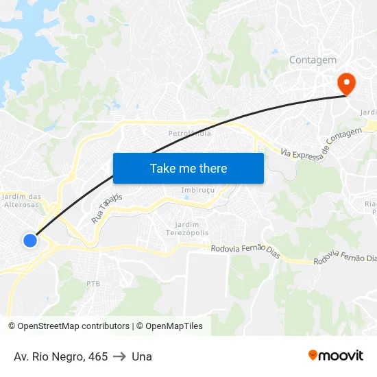 Av. Rio Negro, 465 to Una map