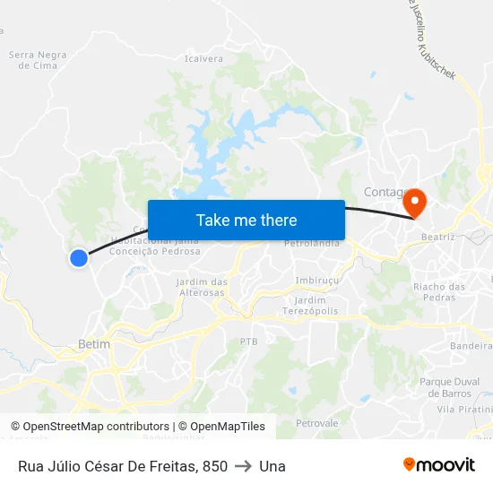 Rua Júlio César De Freitas, 850 to Una map