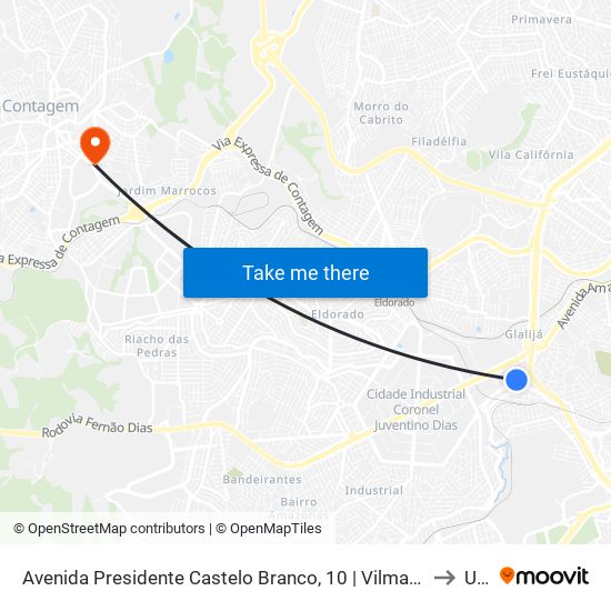 Avenida Presidente Castelo Branco, 10 | Vilma Alimentos to Una map