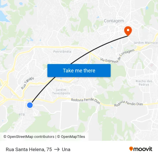 Rua Santa Helena, 75 to Una map