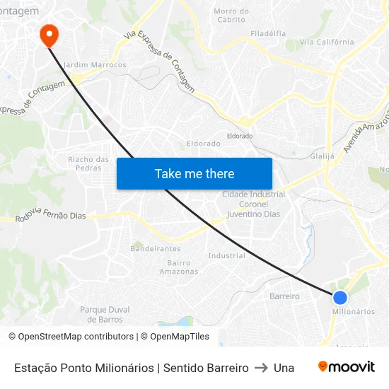 Estação Ponto Milionários | Sentido Barreiro to Una map