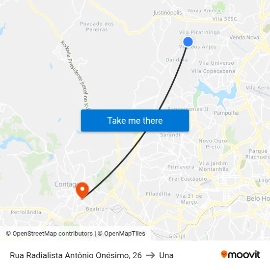 Rua Radialista Antônio Onésimo, 26 to Una map