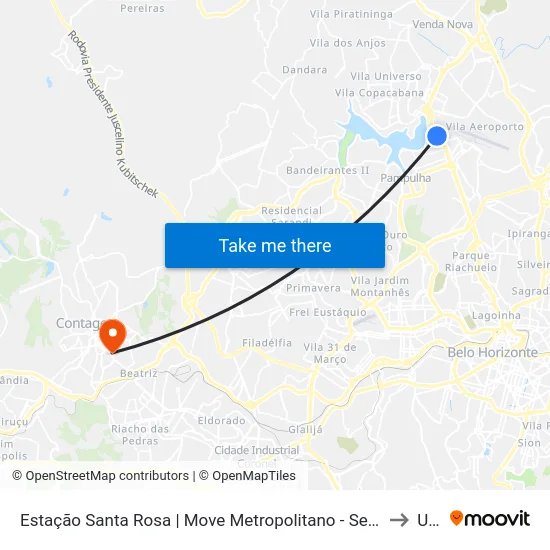 Estação Santa Rosa | Move Metropolitano - Sentido Bairro to Una map