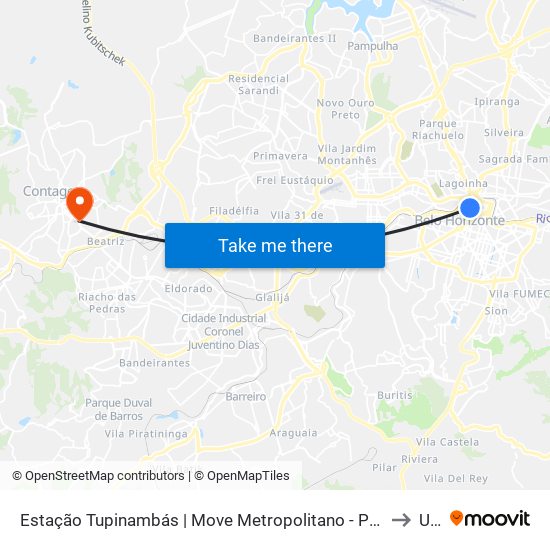 Estação Tupinambás | Move Metropolitano - Plataforma 1 A to Una map