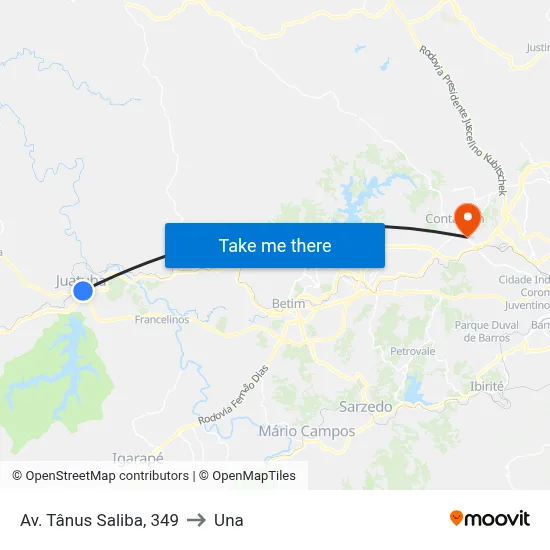 Av. Tânus Saliba, 349 to Una map