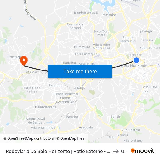 Rodoviária De Belo Horizonte | Pátio Externo - Ponto 4 to Una map