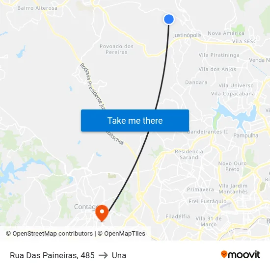Rua Das Paineiras, 485 to Una map